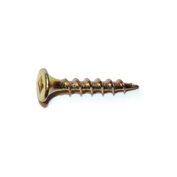 Midwest Fastener Wood Screw, #6, 1 in, Zinc Yellow Steel Flat Head Square Drive, 60 PK 30721 - main